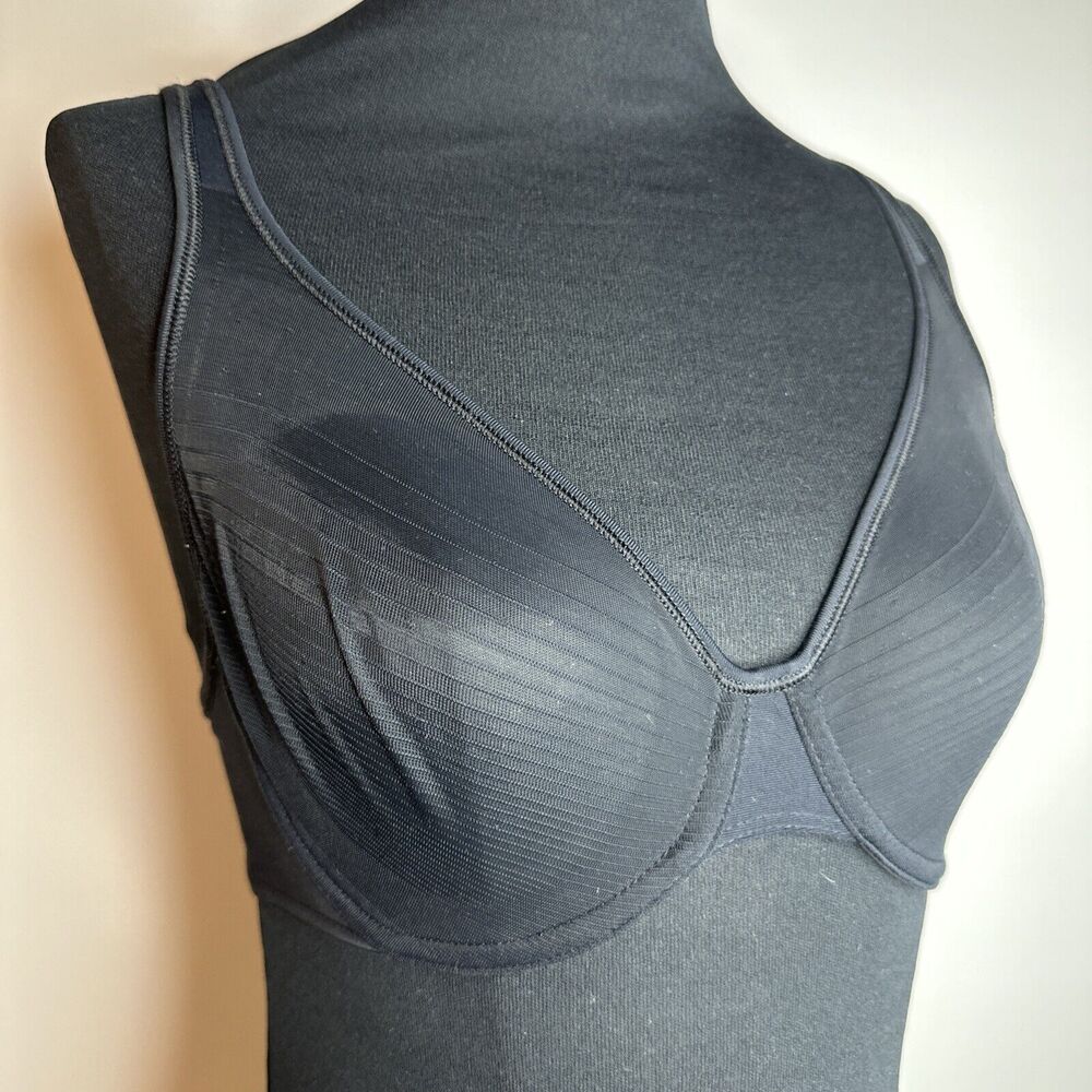 Vintage Warners Pure Electricity Sheer Black Unlined Underwire Bra Size 34C